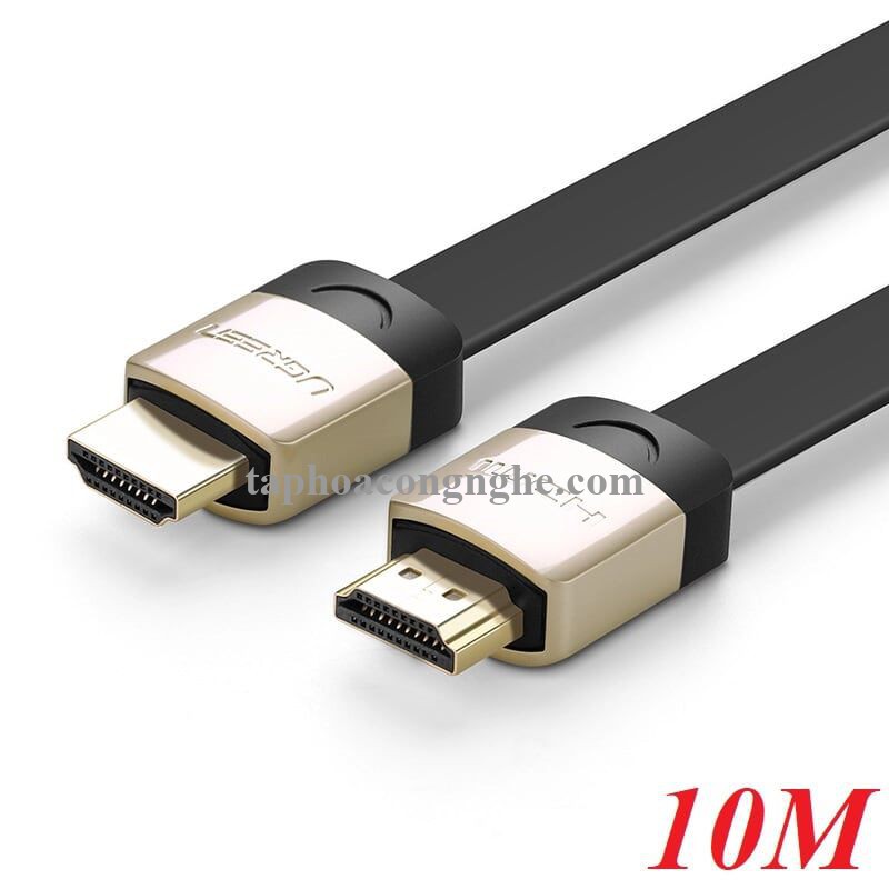 Ugreen 10265 10M màu Đen Cáp tín hiệu HDMI chuẩn 2.0 cáp dẹt đầu bọc hợp kim HD123 30010265